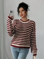 Striped Knit Sweater - View 8 | WEUXS
