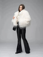 Shaggy Faux Fur Cropped Jacket - View 8 | WEUXS