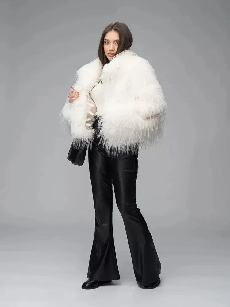 Shaggy Faux Fur Cropped Jacket - View 8 | WEUXS