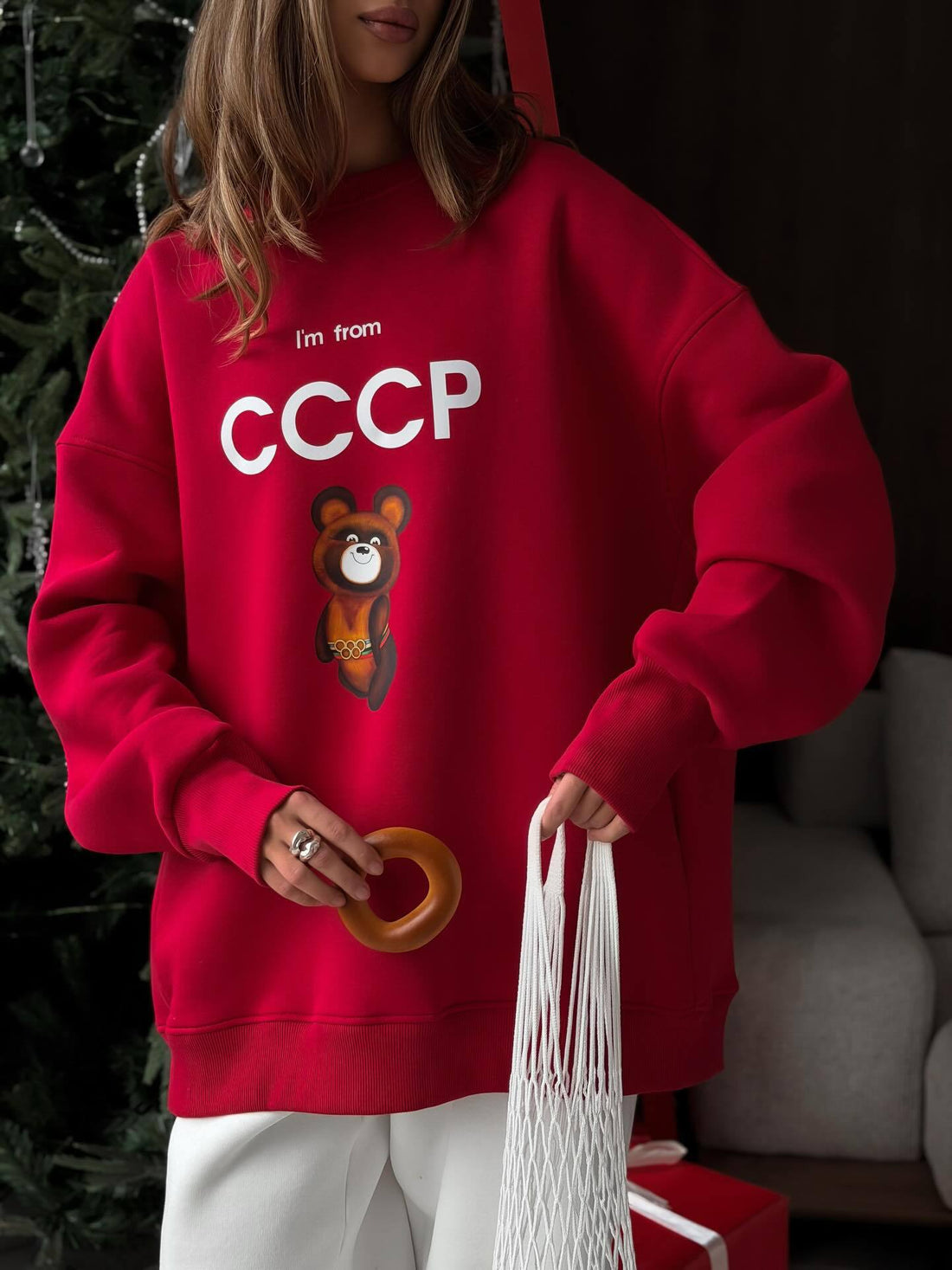 Vintage Red 'I'm from CCCP' Misha Bear Sweatshirt
