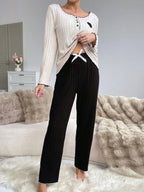 Coquette Heart Patch Ribbed Lounge Set - View 10 | WEUXS
