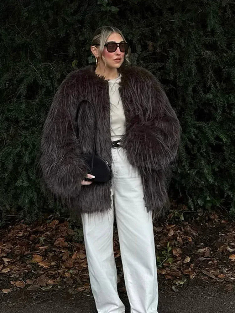 Shaggy Faux Fur Jacket - View 8 | WEUXS