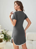 Heart Print Relaxed Fit Sleep Dress - View 13 | WEUXS