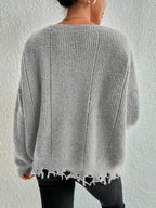 Oversized distressed knit sweater - View 7 | WEUXS