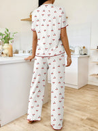 Heart Print Ribbed Lounge Set - View 17 | WEUXS