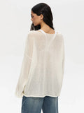 Oversized knit pullover sweater with boat neck - View 12 | WEUXS