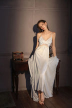 French Lace Satin Nightgown - View 13 | WEUXS
