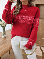 Nordic Snowflake Mock Neck Sweater - View 8 | WEUXS