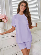 Oversized tee and biker shorts lounge set - View 18 | WEUXS
