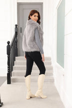 Oversized Lapel Faux Fur Vest - View 10 | WEUXS