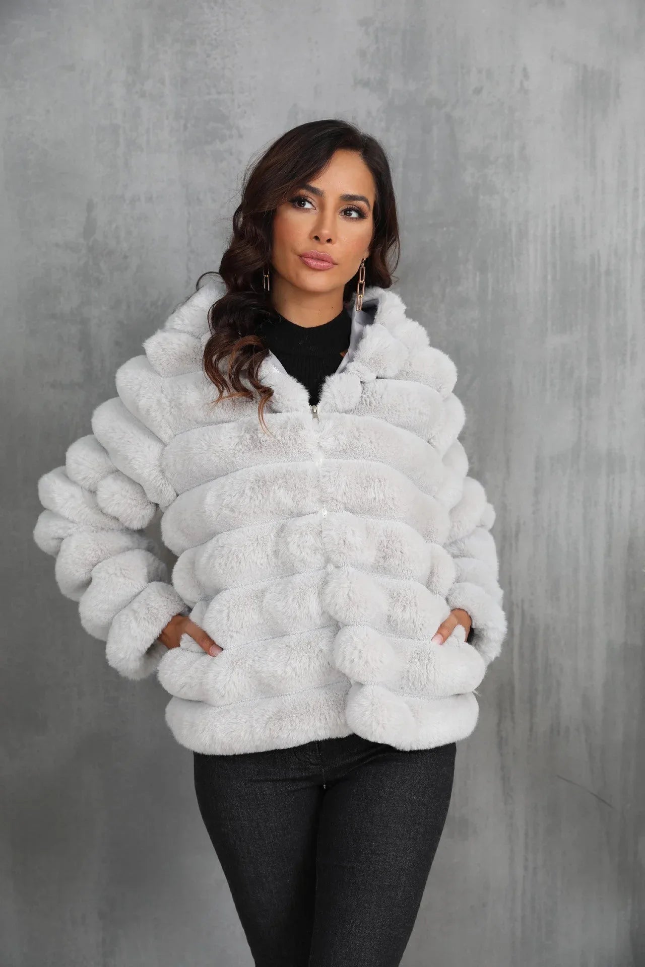 Raven Luxe Hooded Faux Fur Jacket - WEUXS
