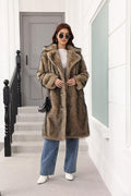 Burgundy Royale Long Faux Fur Lapel Coat - WEUXS