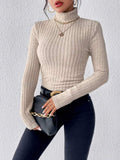 Black ribbed turtleneck top - View 7 | WEUXS