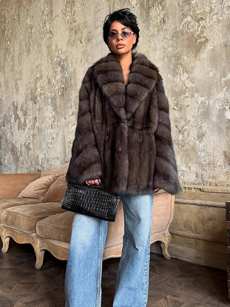 Luxe Mocha Mink-Style Faux Fur Coat - WEUXS
