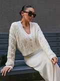 Vintage Vanilla Cable Knit Cardigan - WEUXS