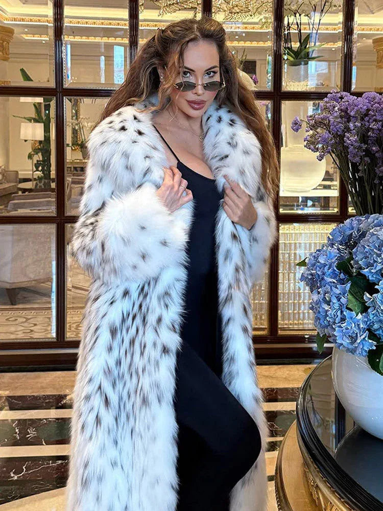 Opulent Spotted Faux Fur Maxi Coat - WEUXS