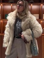 Faux Fur Jacket with Tip Dye Effect - View 9 | WEUXS