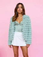 Shaggy Faux Fur Mid-Length Coat - View 6 | WEUXS