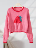 Cropped strawberry knit sweater - View 6 | WEUXS