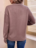 Dusty Rose Textured Mock Neck Knit Sweater - WEUXS