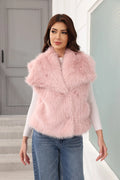 Luxe Oversized Lapel Faux Fur Vest - WEUXS