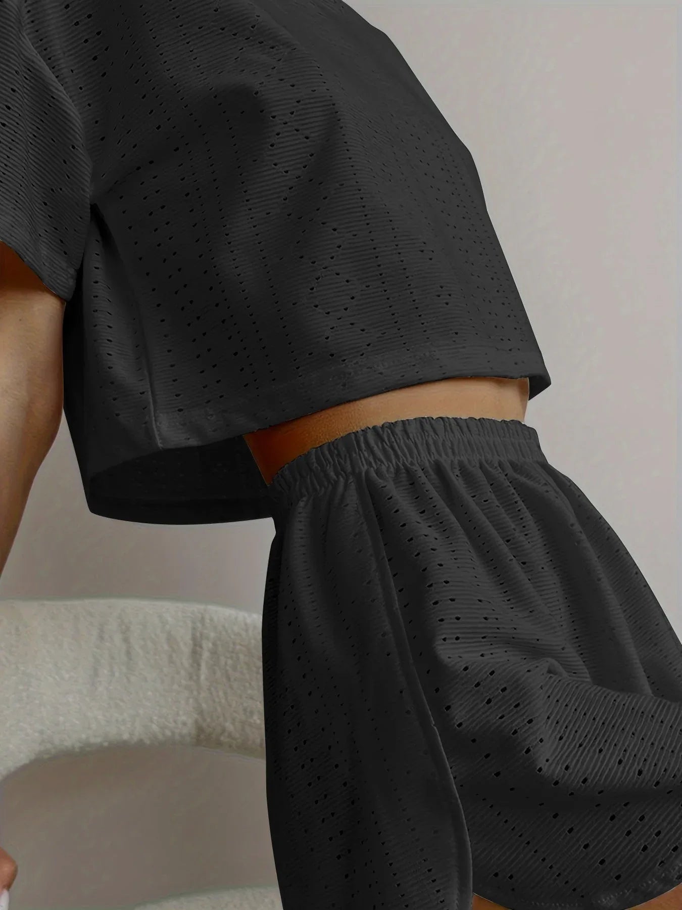Eyelet Knit Lounge Set - View 12 | WEUXS