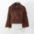 shaggy faux fur cropped jacket - View 13 | WEUXS