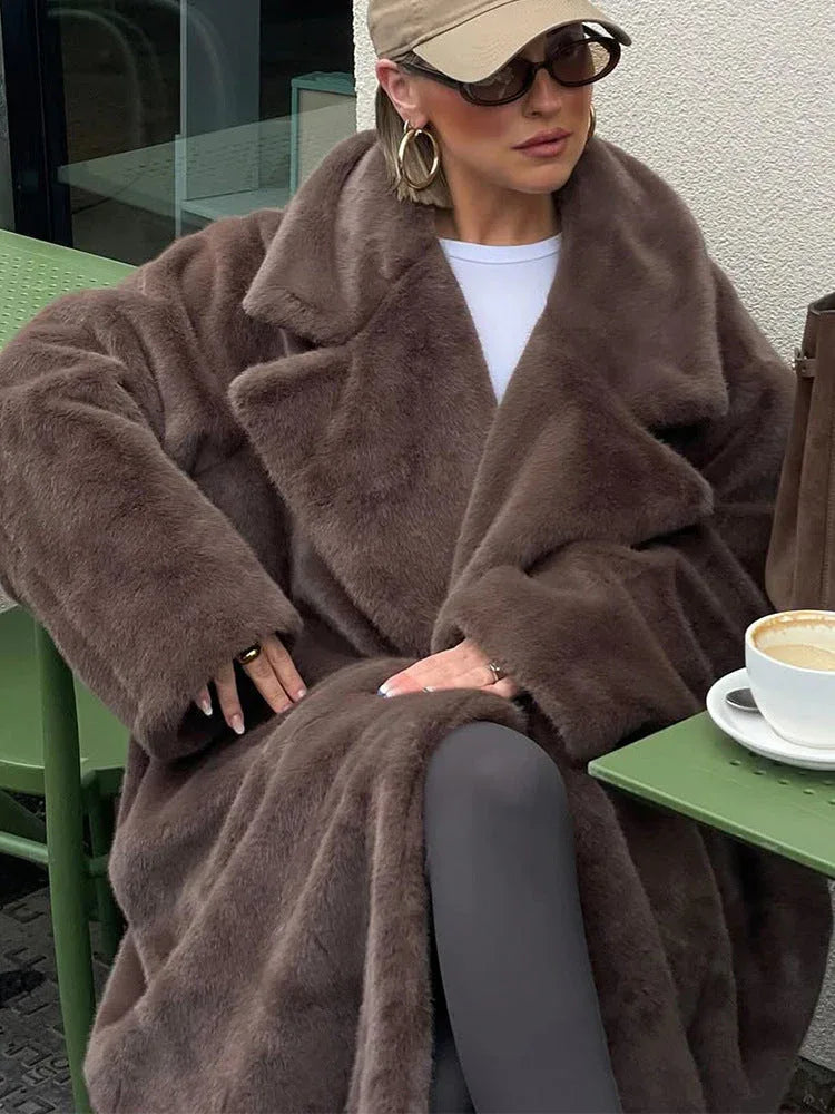 Plush Faux Fur Maxi Coat - View 7 | WEUXS
