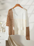 Color Block Crochet Knit Top - View 6 | WEUXS
