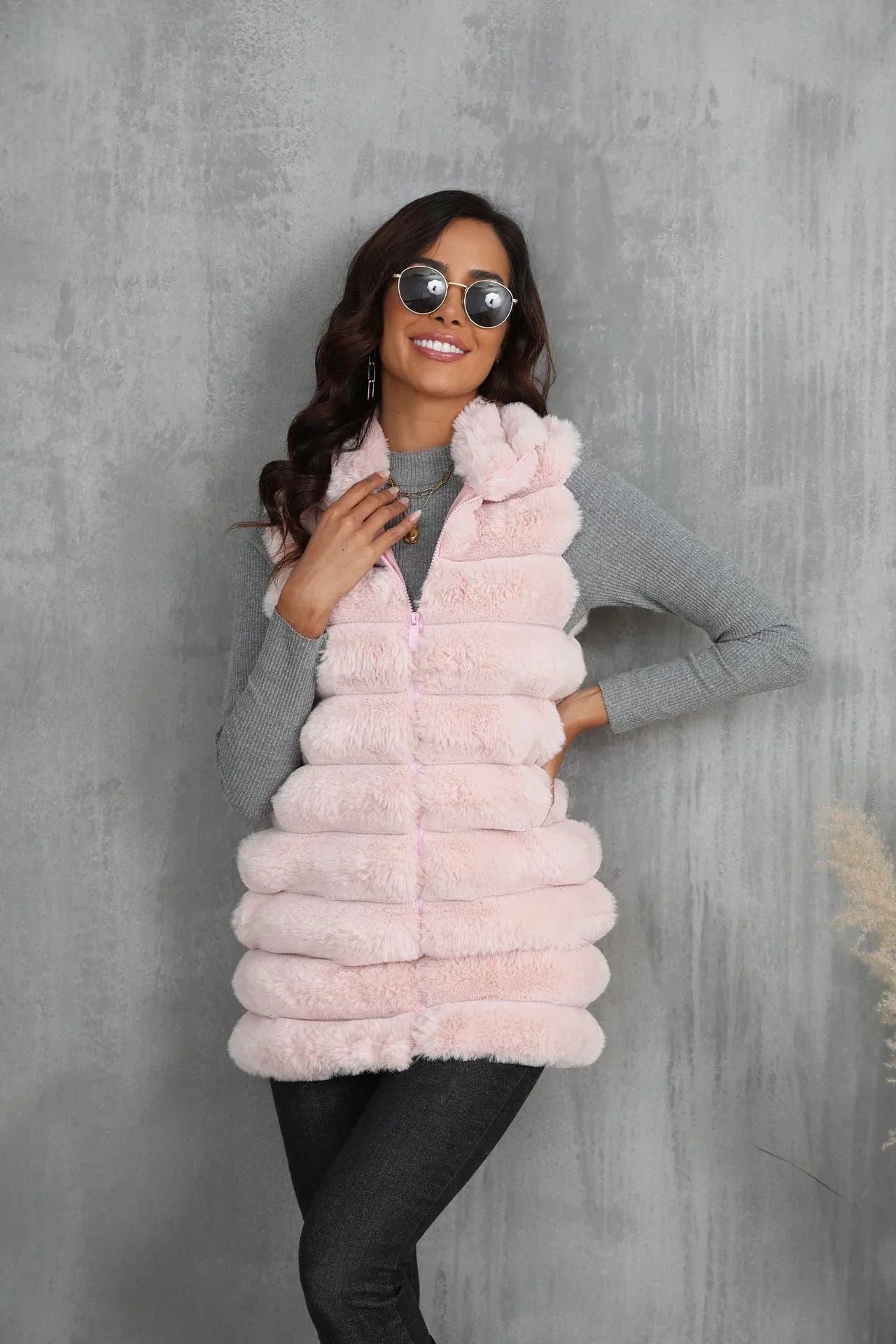 Opulent Onyx Tiered Faux Fur Vest - WEUXS