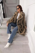 Burgundy Royale Long Faux Fur Lapel Coat - WEUXS