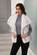 Luxe Oversized Lapel Faux Fur Vest - WEUXS