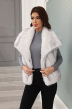 Oversized Lapel Faux Fur Vest - View 20 | WEUXS