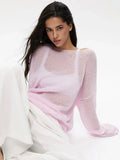 Oversized knit pullover sweater with boat neck - View 7 | WEUXS