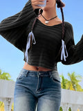 White cropped bell sleeve sweater - View 8 | WEUXS