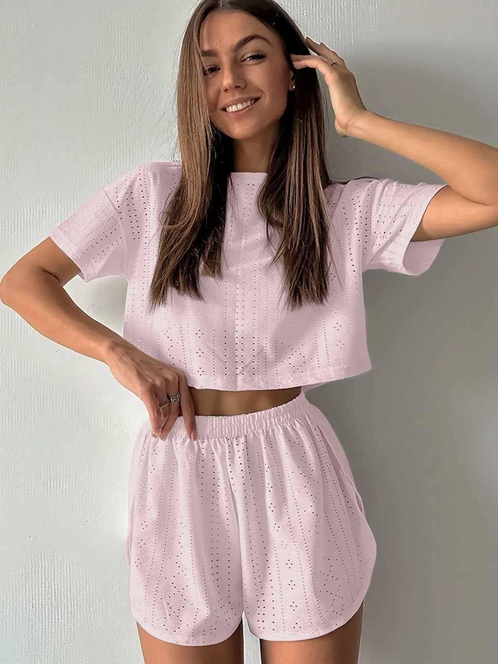 Eyelet Knit Lounge Set - View 7 | WEUXS