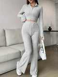 Vintage Moss Ribbed Knit Two-Piece Set - View 7 | WEUXS