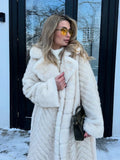 Chevron Faux Fur Maxi Coat - View 8 | WEUXS