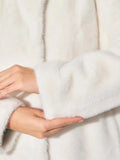 Minimalist White Sheared Faux Fur Long Coat - WEUXS