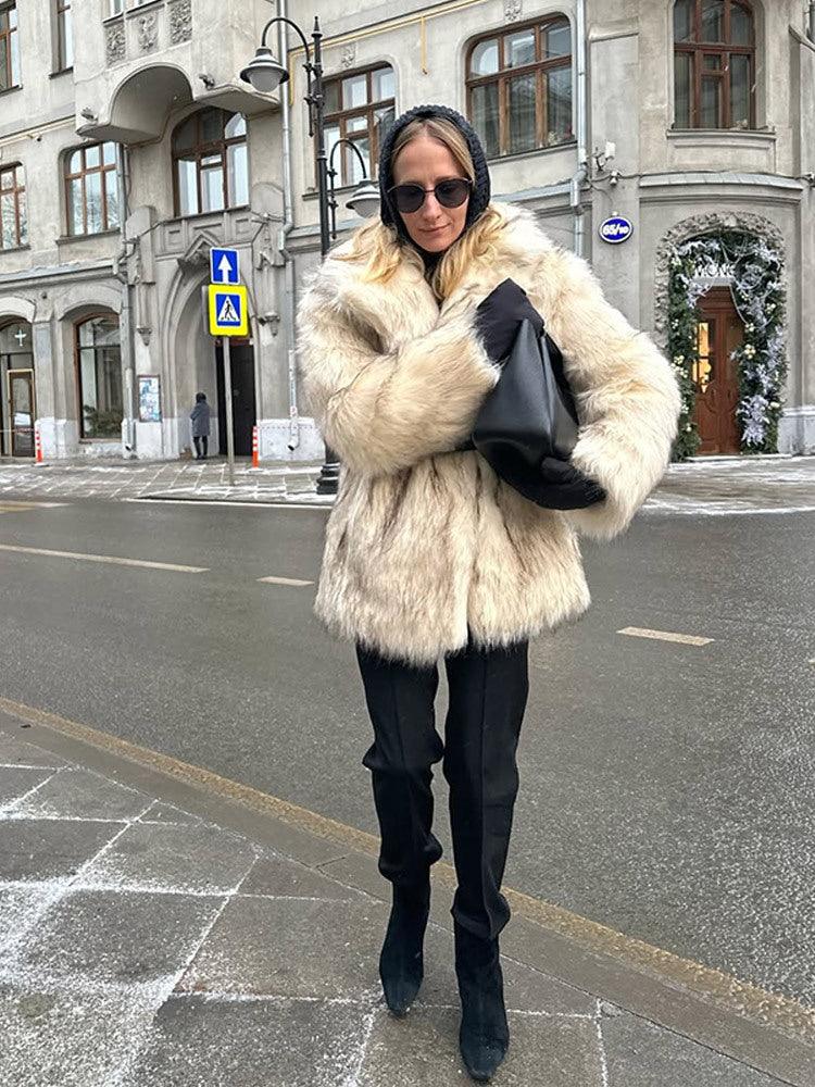 Faux Fur Jacket with Tip Dye Effect - View 6 | WEUXS