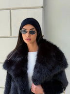 Oversized lapel faux fur jacket - View 10 | WEUXS