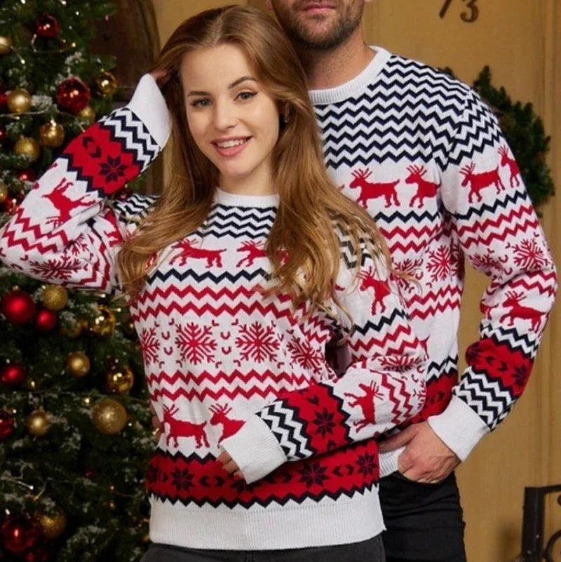 Fair Isle knit sweater with reindeer and snowflake pattern - View 8 | WEUXS