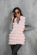 Opulent Onyx Tiered Faux Fur Vest - WEUXS