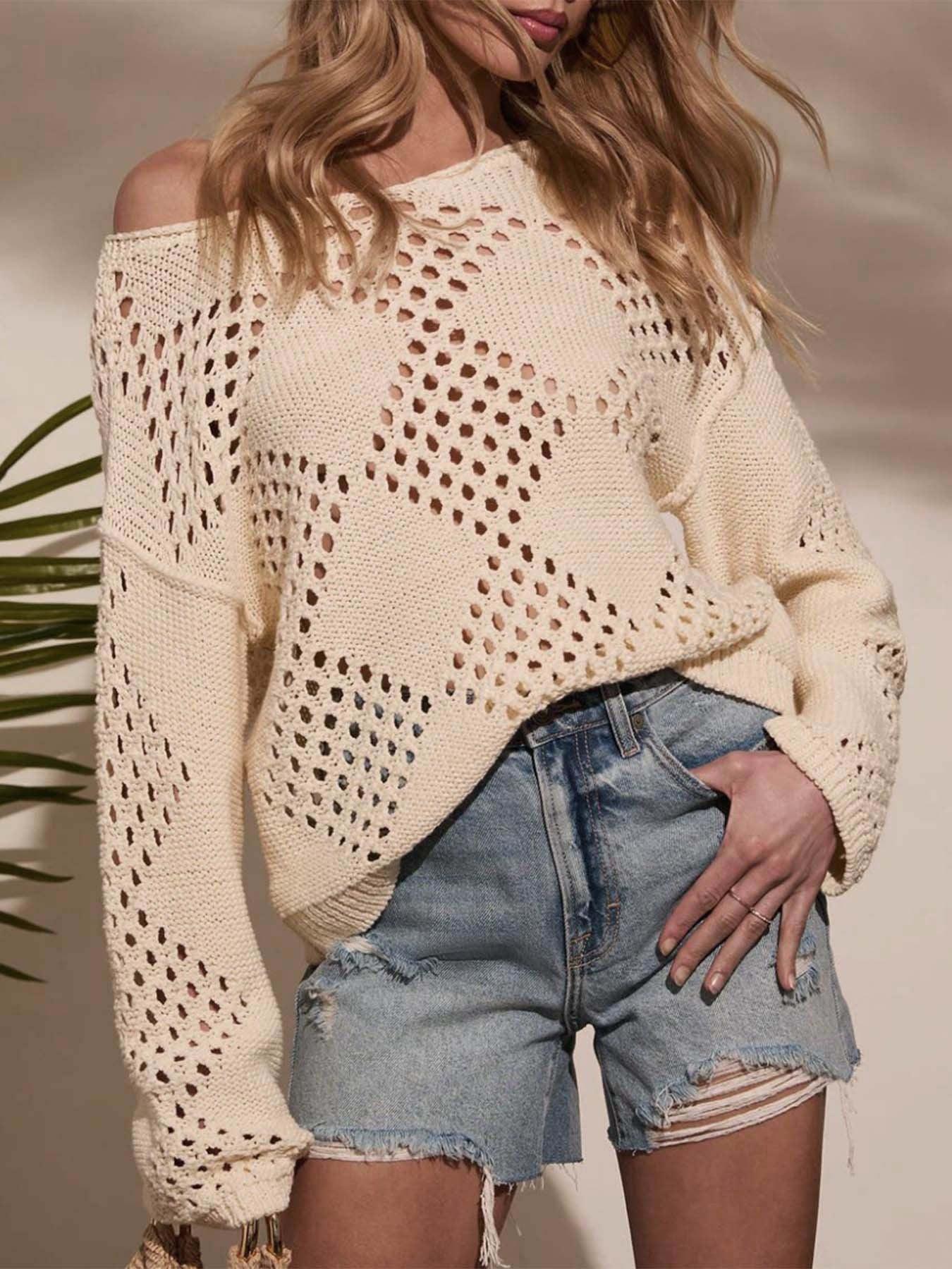 Crochet Knit Sweater - View 6 | WEUXS