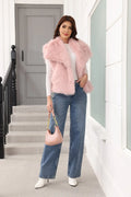Luxe Oversized Lapel Faux Fur Vest - WEUXS