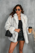 Opulent Lapel Faux Fur Coat - WEUXS