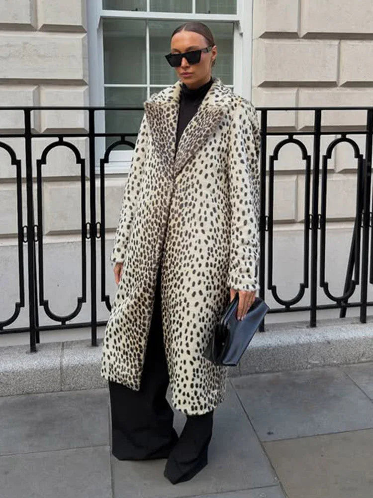 Vintage Leopard Print Faux Fur Long Coat - View 9 | WEUXS