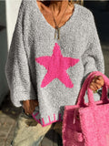Boucle Star Knit Sweater - View 7 | WEUXS