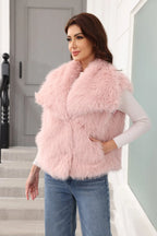 Oversized Lapel Faux Fur Vest - View 25 | WEUXS