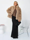 Champagne Cloud Faux Fox Fur Jacket - WEUXS